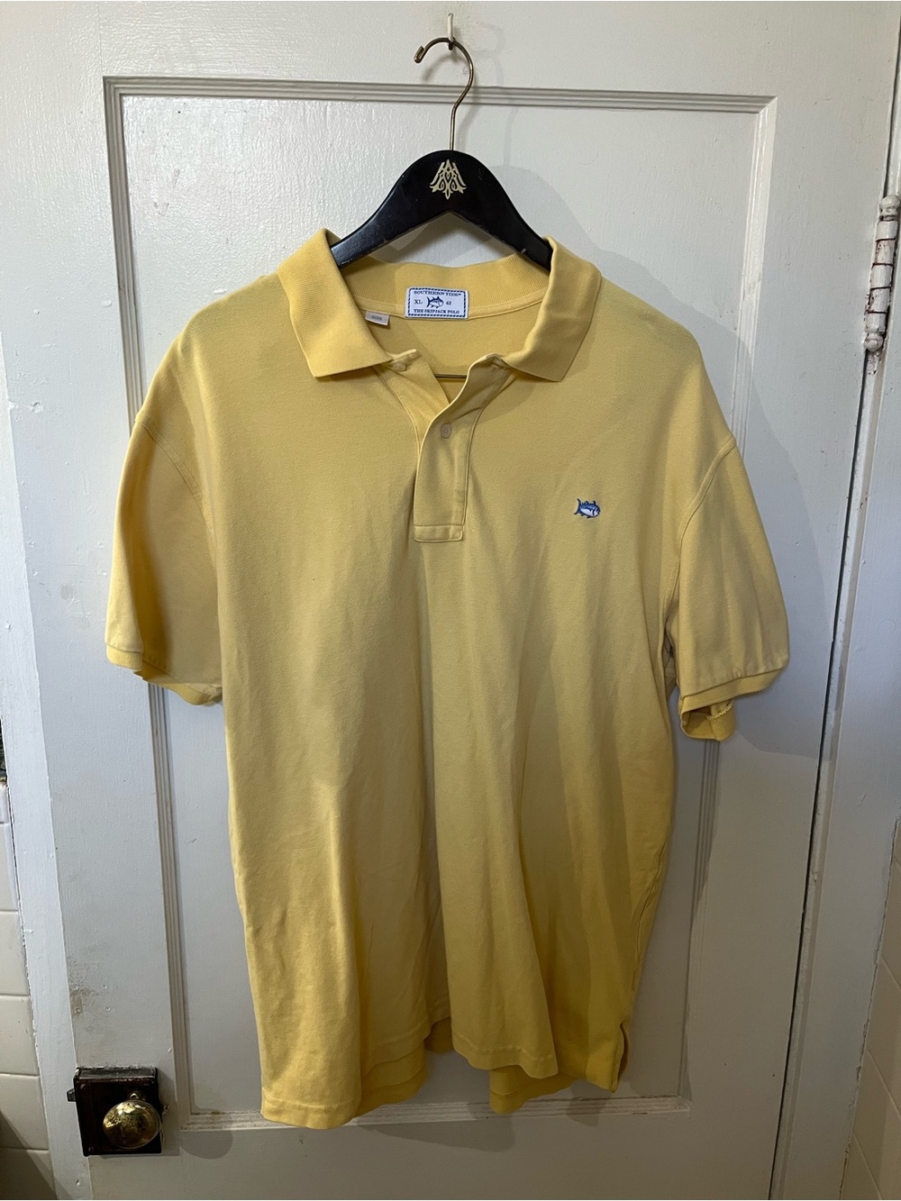 Southern Tide Men's XL Yellow Skipjack Pique Cotton Short Sleeve Polo Shirt EUC